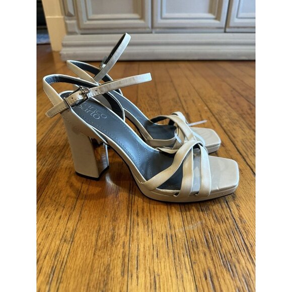 Franco Sarto Womens Damalis Faux Leather Open Toe Heels Beige size 8 - Picture 3 of 7